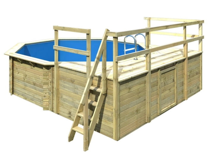 Karibu Pool Modell 2 Variante D, mit Terrasse im Set inkl. Filteranlage und Skimmer