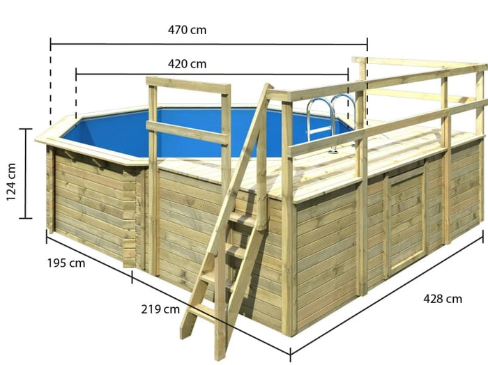 Karibu Pool Modell 2 Variante D, mit Terrasse im Set inkl. Filteranlage und Skimmer