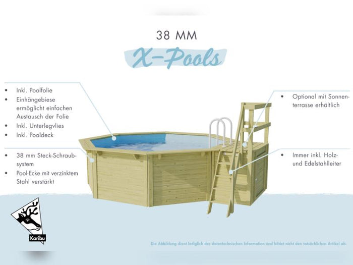 Karibu Pool Modell 2 X im Set mit Filteranlage und Skimmer, kdi - Folie Blau