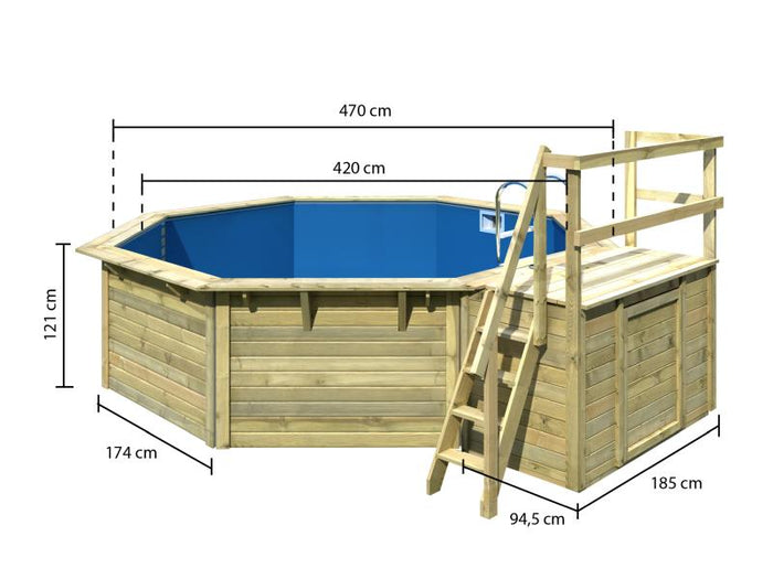 Karibu Pool Modell 2 X im Set mit Terrasse kdi - Folie Blau