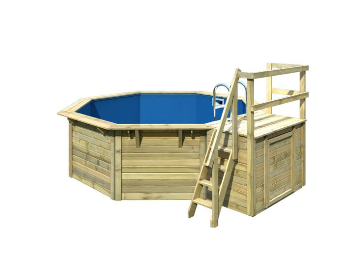 Karibu Pool Modell 2 X im Set mit Terrasse, Filteranlage und Skimmer, kdi - Folie Blau