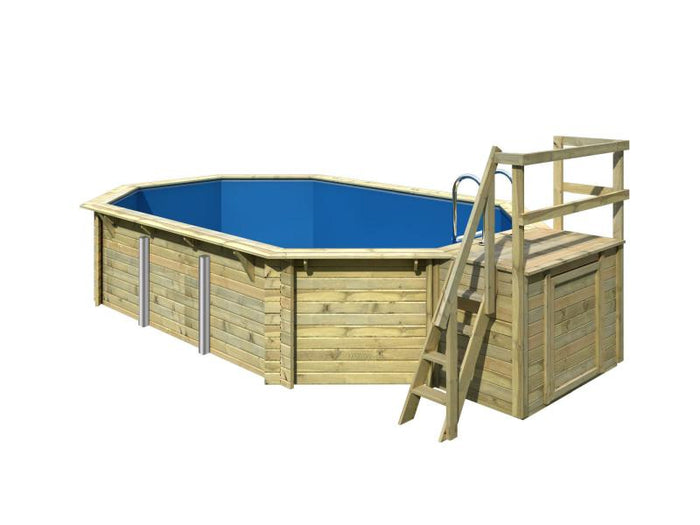 Karibu Pool Modell 4 Variante B, mit Terrasse, inkl. Filterpaket und Skimmer