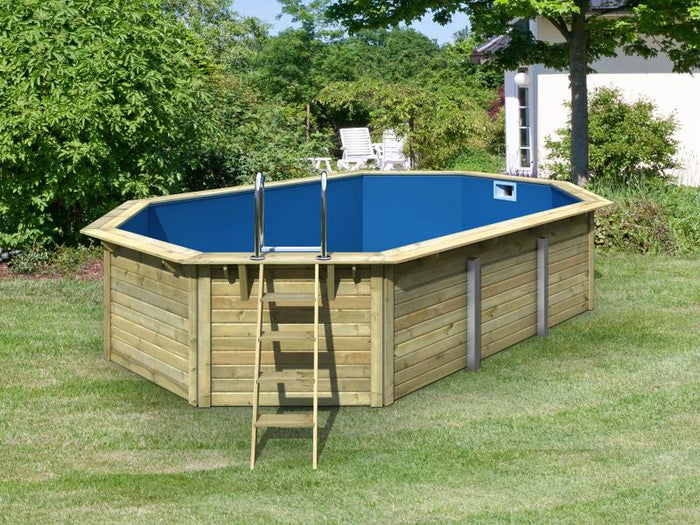 Karibu Pool Modell 4 X im Set mit Filteranlage groß und Skimmer, kdi - Folie Blau