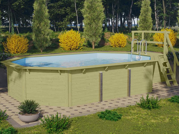 Karibu Pool Modell 4 X im Set mit Terrase kdi - Folie Blau