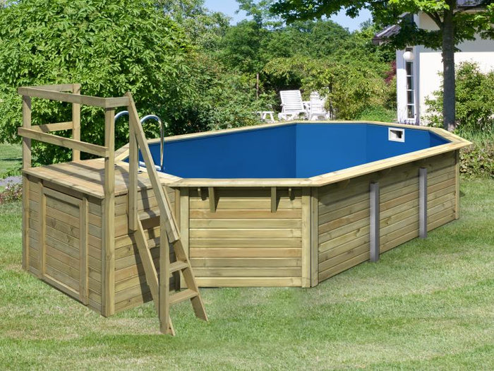 Karibu Pool Modell 4 X im Set mit Terrase kdi - Folie Blau