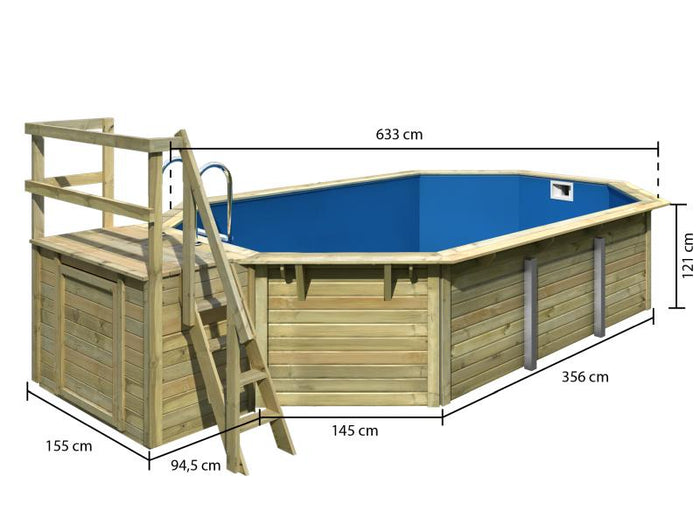 Karibu Pool Modell 4 X im Set mit Terrase kdi - Folie Blau