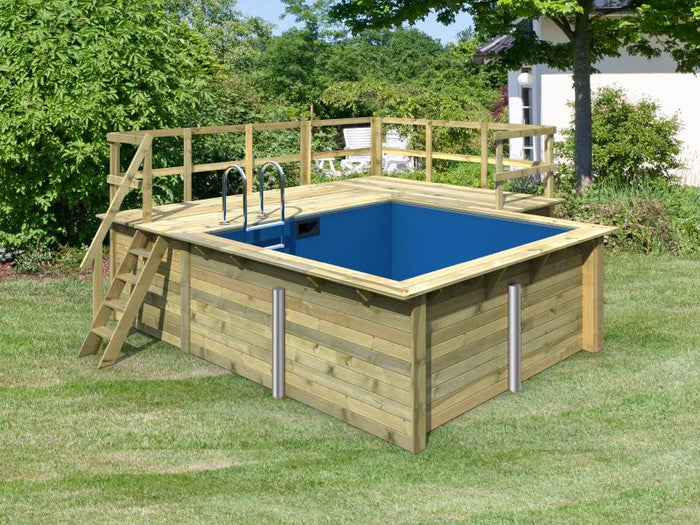 Karibu Rechteck Pool Größe 1 inkl. Terrasse 3,5 m und Seitenterrasse