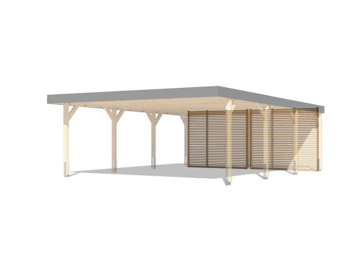 Karibu Rückwand für Leimholz Doppelcarport, naturbelassen