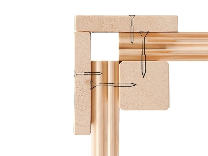 Karibu Sauna Antonia inkl. 9 kW Bioofen ext. Steuerung mit klassischer Saunatür -mit Dachkranz-