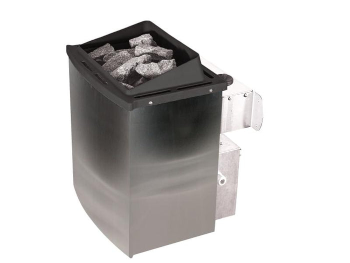 Karibu Sauna Antonia inkl. 9 kW Ofen integr. Steuerung mit klassischer Saunatür -mit Dachkranz-