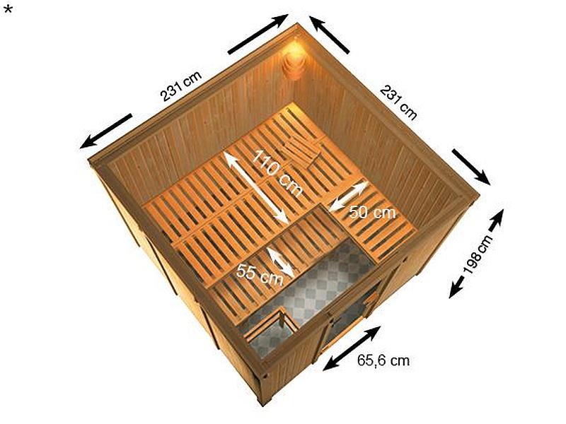Karibu Sauna Arvika 68 mm inkl. 9 kW Ofen ext. Strg
