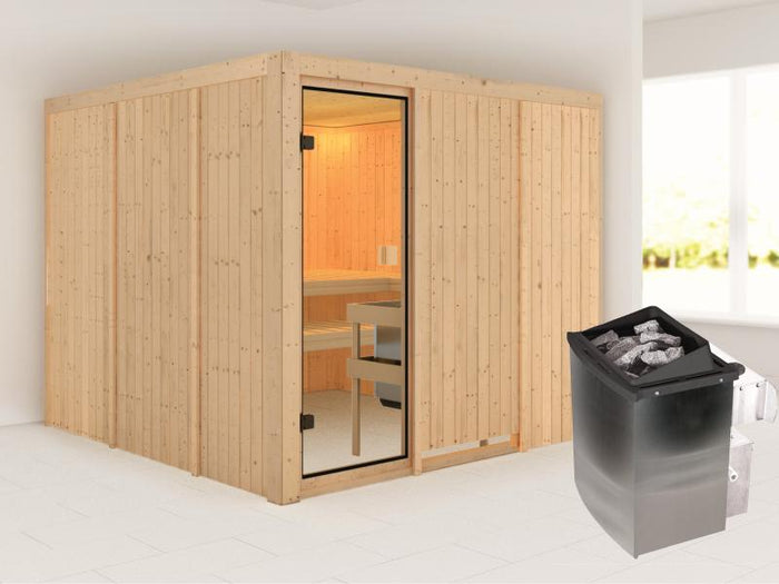 Karibu Sauna Arvika 68 mm inkl. 9 kW Ofen integr. Strg