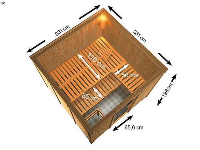 Karibu Sauna Arvika 68 mm inkl. 9 kW Ofen integr. Strg