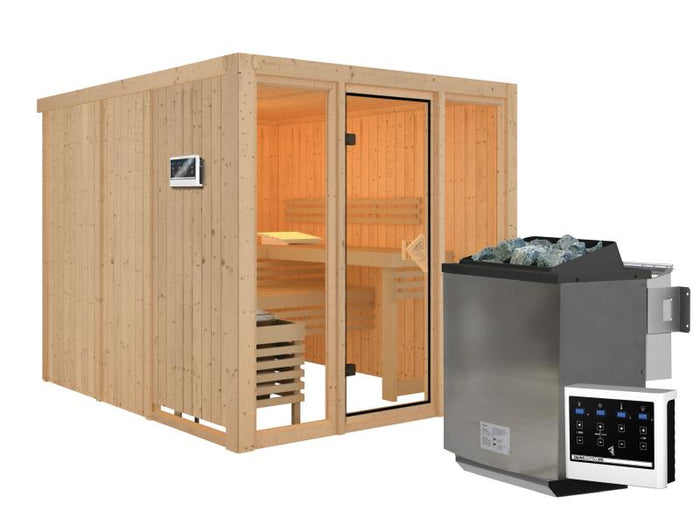 Karibu Sauna Askja 68 mm -9 kW Bioofen ext. Strg