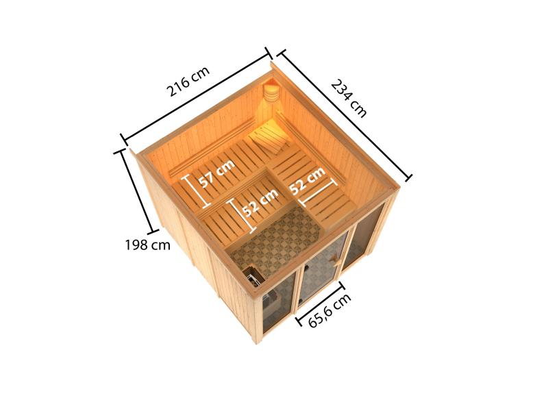 Karibu Sauna Askja 68 mm -9 kW Bioofen ext. Strg