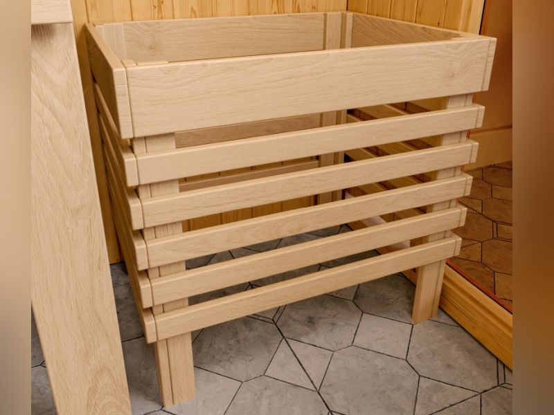 Karibu Sauna Askja 68 mm- 9 kW Ofen integr.Strg- mit Dachkranz