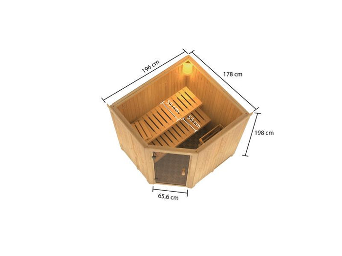 Karibu Sauna Bodo 68 mm inkl. 9 kW Ofen ext. Steuerung