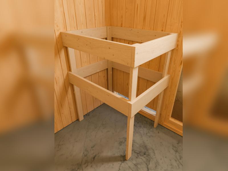 Karibu Sauna Faurin inkl. 9 kW Ofen ext. Steuerung mit klassischer Saunatür -ohne Dachkranz-