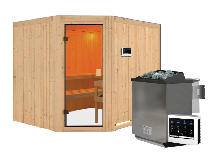 Karibu Sauna Horna 68 mm inkl. 9 kW Bioofen ext. Strg