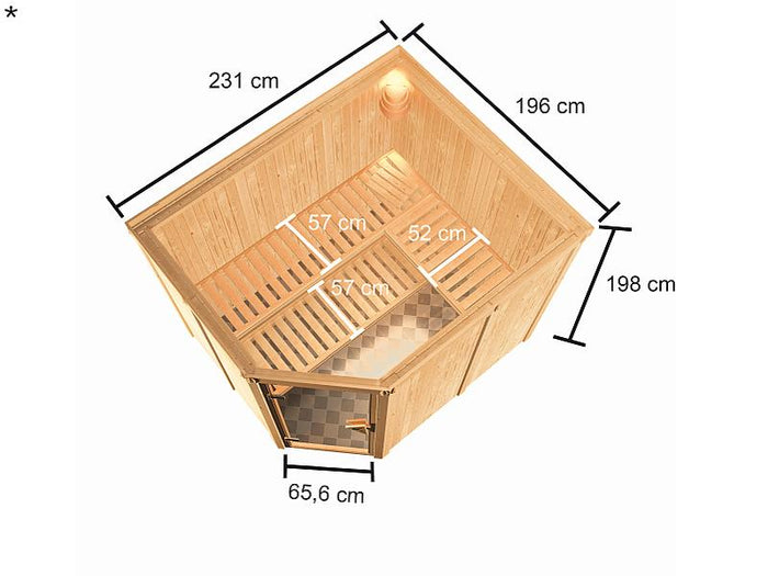 Karibu Sauna Horna 68 mm inkl. 9 kW Bioofen ext. Strg