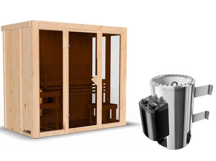 Karibu Sauna Irava 2 inkl. 3,6 kW Ofen integr. Steuerung