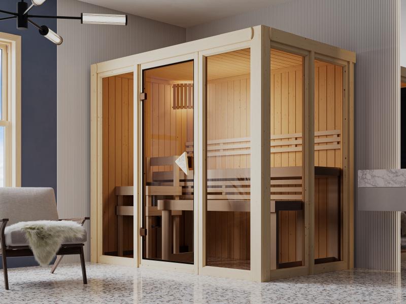 Karibu Sauna Irava 3 inkl. 3,6 kW Bioofen ext. Steuerung