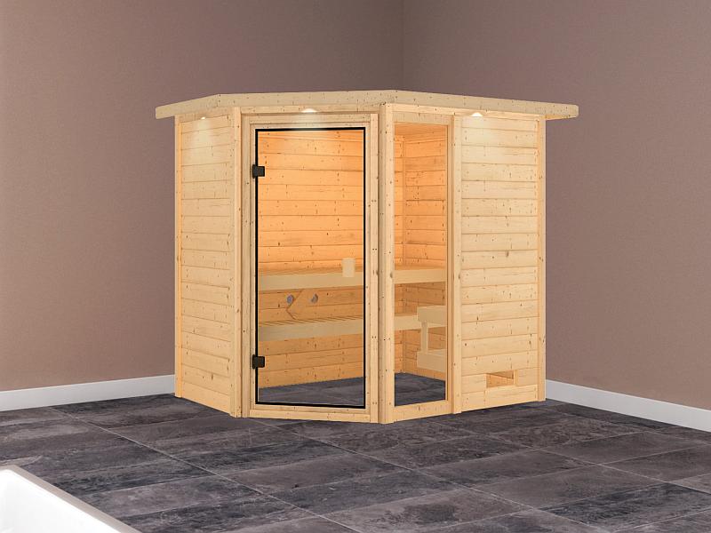 Karibu Sauna Jada mit Dachkranz 38 mm