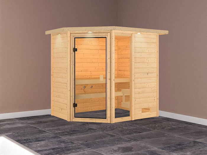 Karibu Sauna Jada mit Dachkranz 38 mm