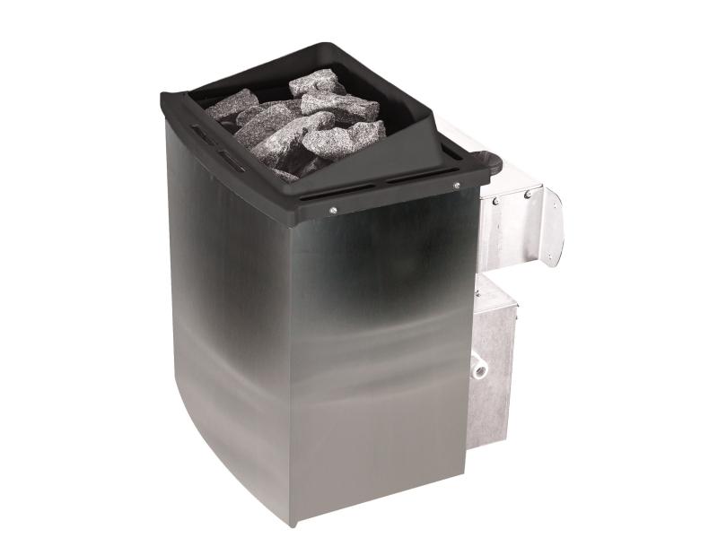 Karibu Sauna Jella inkl. 9 kW Ofen integr. Steuerung mit klassischer Saunatür -mit Dachkranz-