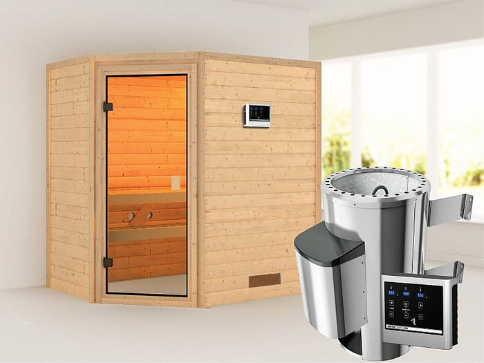 Karibu Sauna Jella mit 3,6 kW Ofen ext. Strg 38 mm
