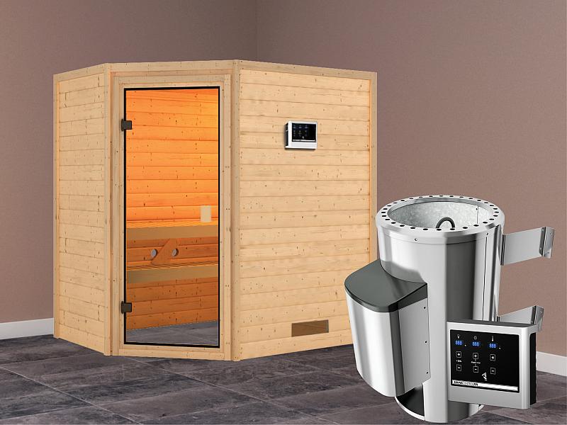 Karibu Sauna Jella mit 3,6 kW Ofen ext. Strg 38 mm