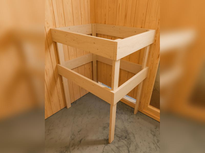 Karibu Sauna Mia inkl. 9 kW Ofen ext. Steuerung, mit energiesparender Saunatür -ohne Dachkranz-