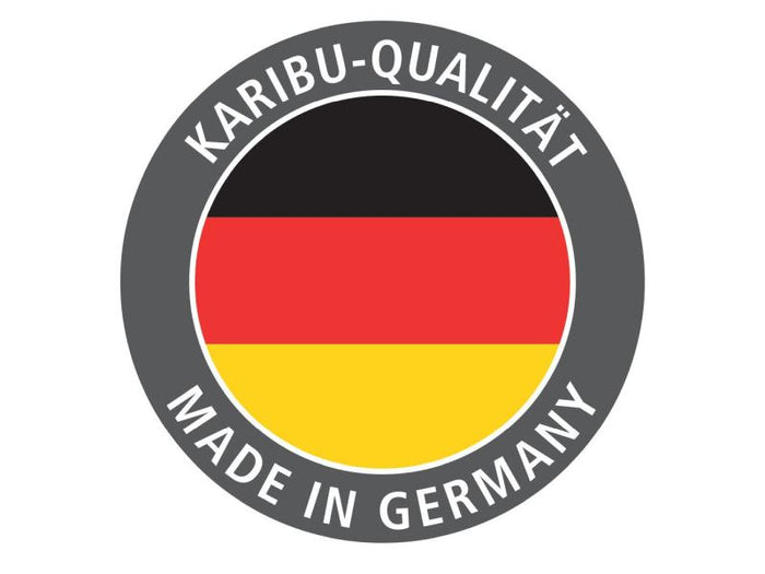 Karibu Sauna Mia inkl. 9 kW Ofen ext. Steuerung, mit energiesparender Saunatür -mit Dachkranz-