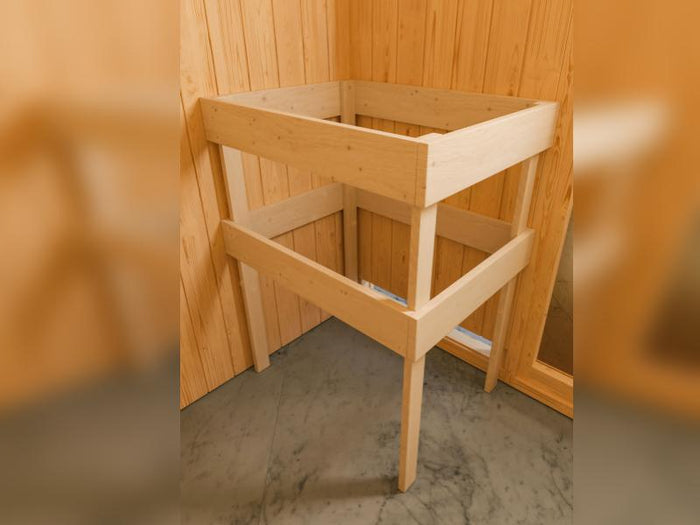 Karibu Sauna Mia inkl. 9 kW Ofen integr. Steuerung, mit Klarglassaunatür -mit Dachkranz-