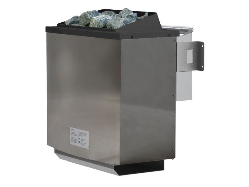 Karibu Sauna Mojave inkl. 9 kW Bio Ofen mit ext. Steuerung, ohne Dachkranz, mit Klarglas Ganzglastür