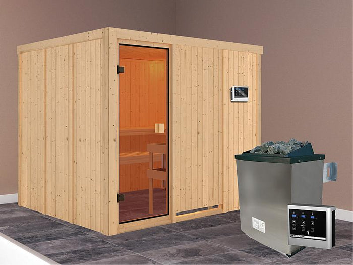 Karibu Sauna Nybro 68 mm inkl. 9 kW Ofen ext. Strg