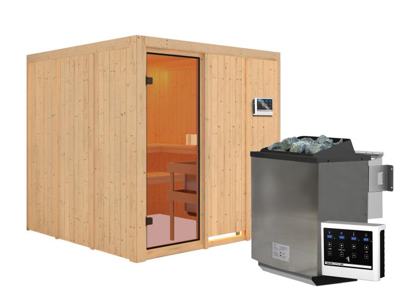 Karibu Sauna Oulu 68 mm inkl. 9 kW Bioofen externe Steuerung