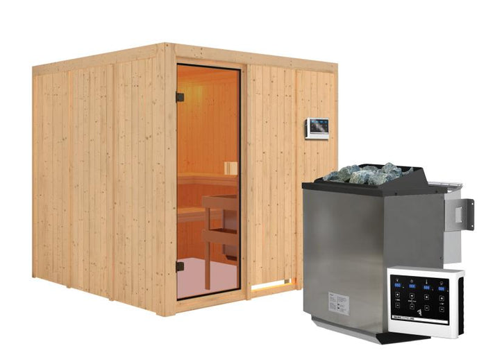 Karibu Sauna Oulu 68 mm inkl. 9 kW Bioofen externe Steuerung