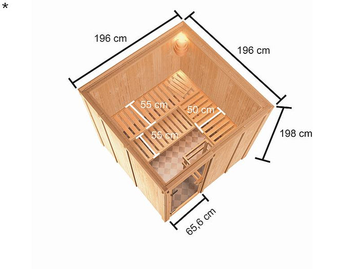 Karibu Sauna Oulu 68 mm inkl. 9 kW Ofen externe Steuerung