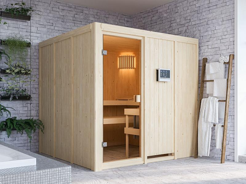 Karibu Sauna Oulu 68 mm inkl. 9 kW Ofen externe Steuerung