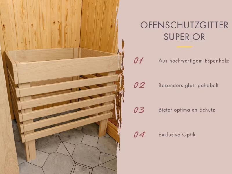 Karibu Sauna Sahib 1 inkl. 9 kW Bioofen ext. Steuerung, mit moderner Saunatür -ohne Dachkranz-