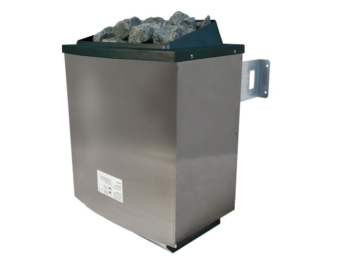 Karibu Sauna Sahib 1 inkl. 9 kW Ofen mit ext. Steuerung, mit Klarglas-Ganzglastür -ohne Dachkranz-