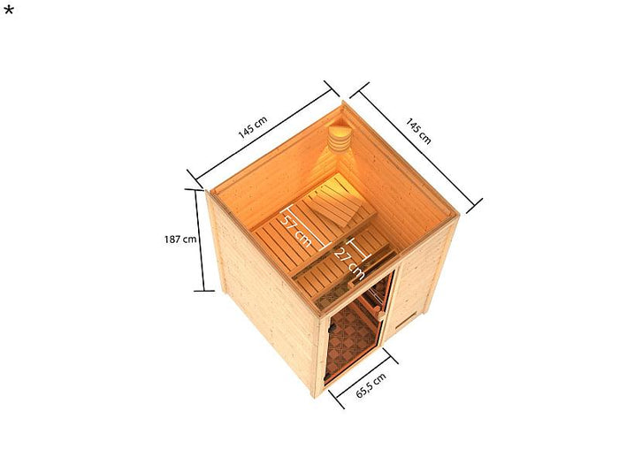 Karibu Sauna Sandra mit 3,6 kW Ofen ext. Strg