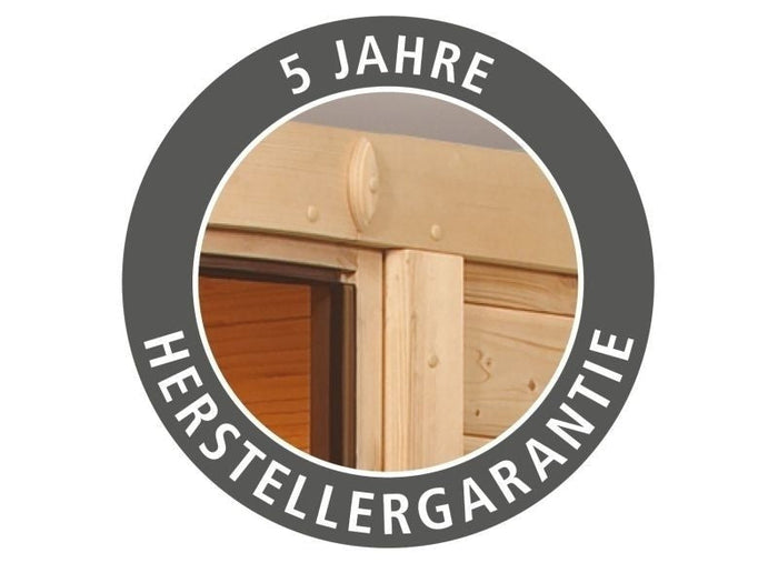 Karibu Sauna Siirin inkl. 9 kW Ofen mit externer Steuerung mit moderner Saunatür -ohne Dachkranz-