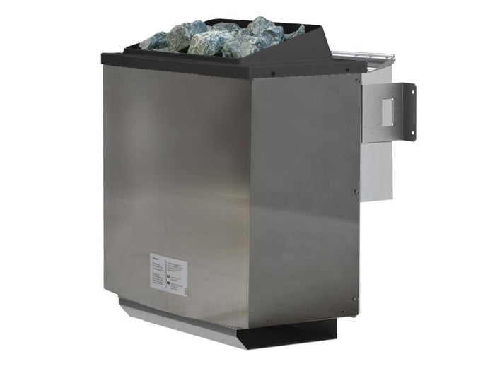 Karibu Sauna Siirin inkl. 9kW Bioofen ext. Steuerung mit klassischer Saunatür - mit Dachkranz -