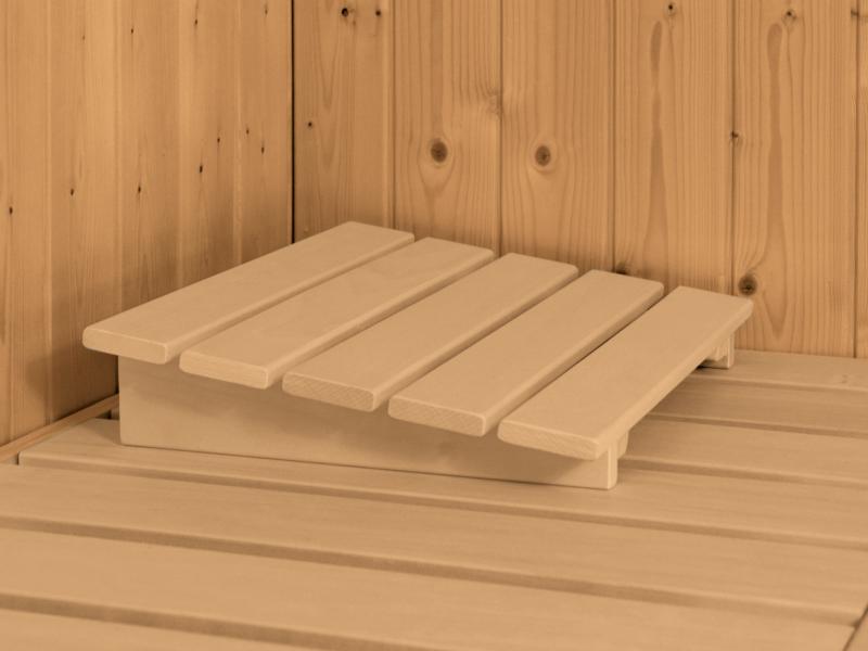 Karibu Sauna Siirin inkl. 9kW Bioofen ext. Steuerung mit klassischer Saunatür - mit Dachkranz -