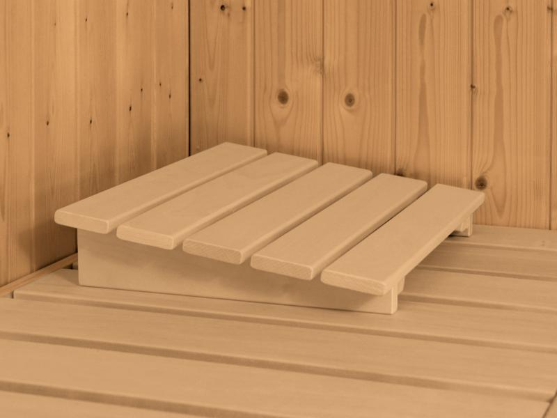 Karibu Sauna Siirin inkl. 9kW Bioofen ext. Steuerung mit Klarglas Ganzglastür -mit Dachkranz-