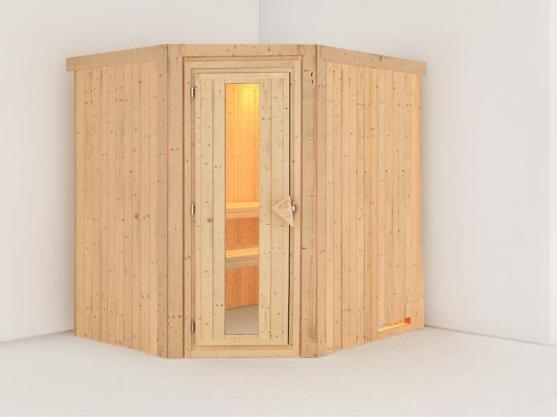 Karibu Sauna Siirin ohne Ofen, ohne Dachkranz, mit energiesparender Saunatür