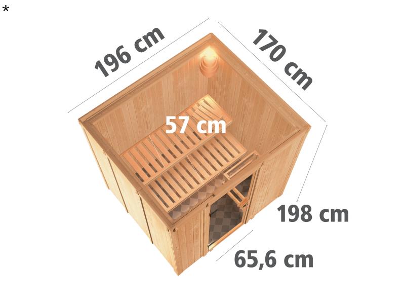 Karibu Sauna Sodin ohne Ofen, ohne Dachkranz, mit energiesparender Saunatür