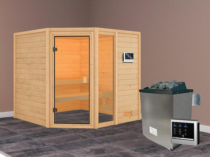 Karibu Sauna Tabea mit 9 kW Ofen ext. Strg 38 mm